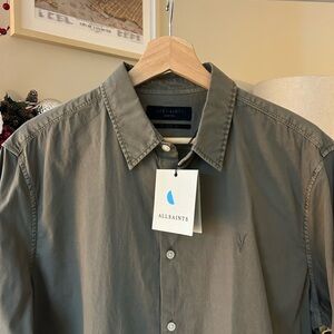 All Saints Tahoe Long Sleeve Olive Green Shirt